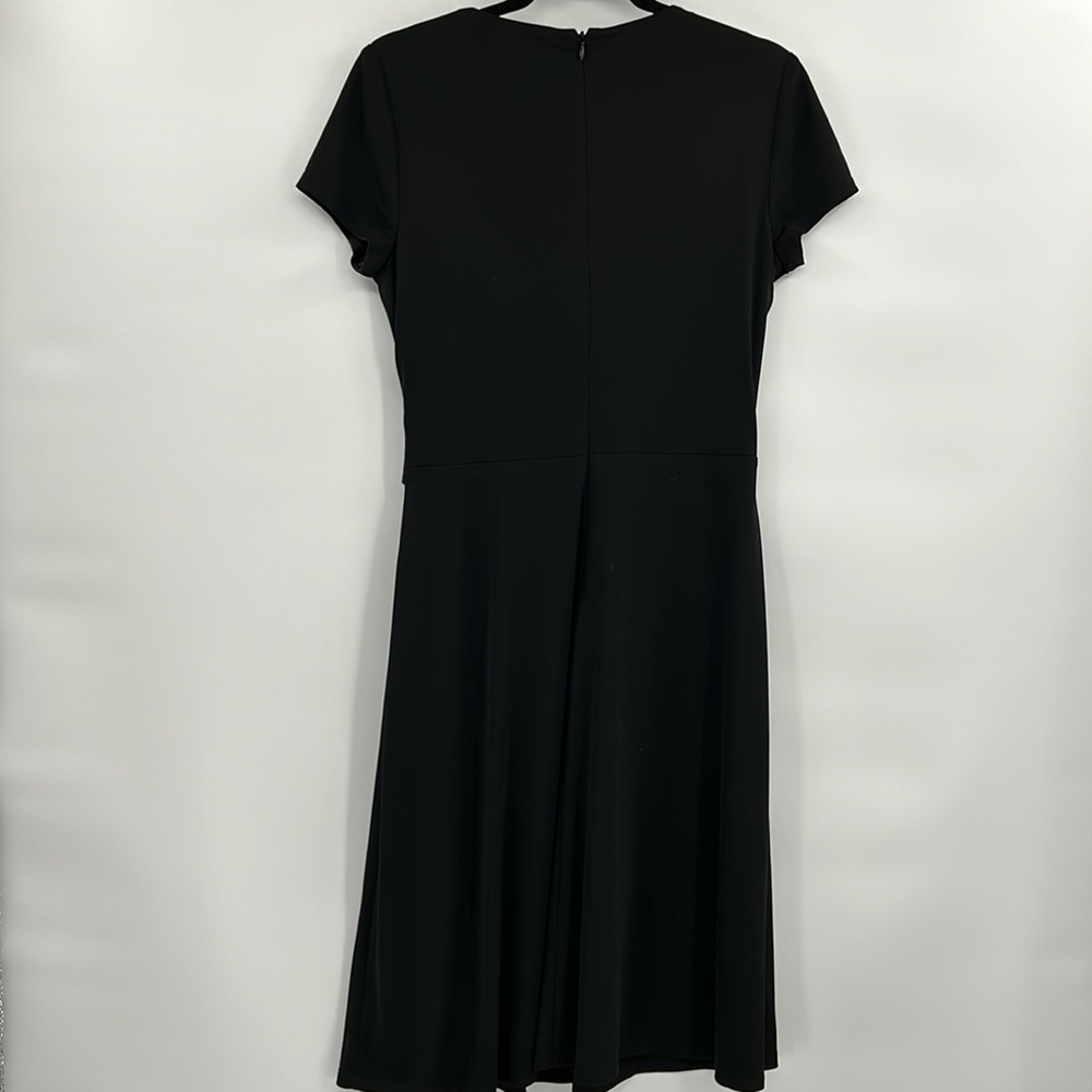 Lauren Ralph Lauren Womens Short-Sleeve Surplice Jersey Dress Size 6 Black LBD - Picture 8 of 10
